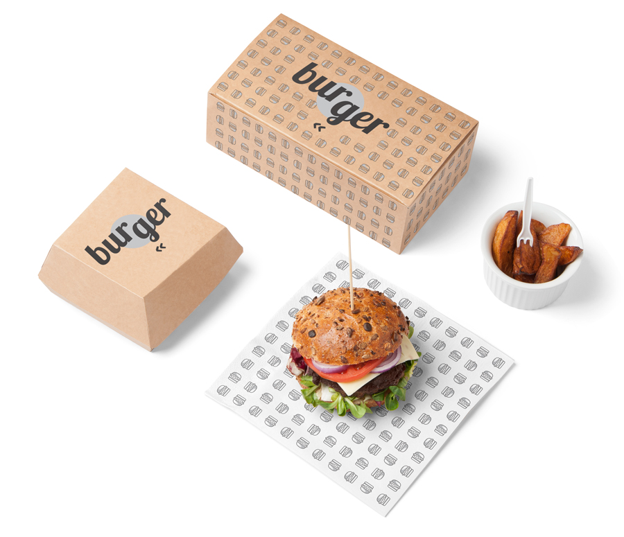 burger balenie s potlačou a dizajnom